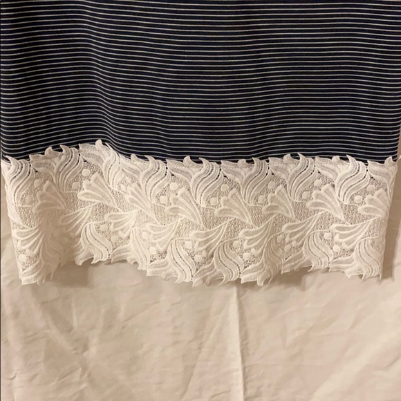Navy Striped Lace Bottom Dress - Picture 2 of 5